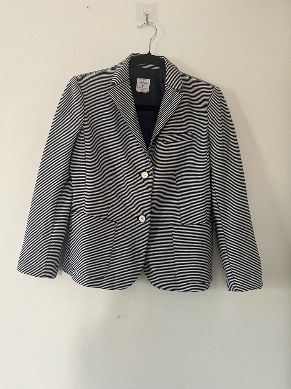 Gap Navy Blue White Striped Blazer 6 Preppy Nautical Office Career Minimalist